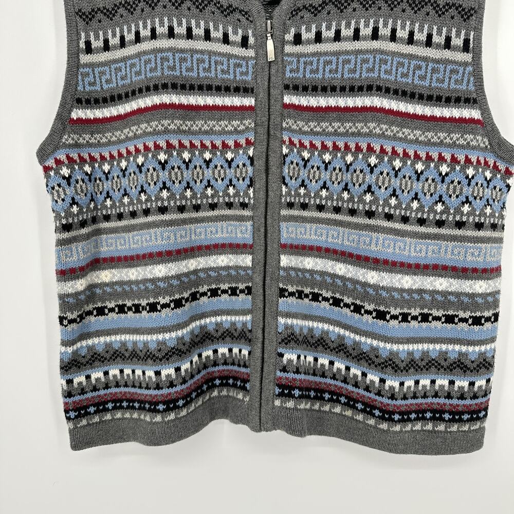 Field Gear Sweater Vest Men XL Zip Front Geometric Pattern Knit Pullover Preppy - Picture 3 of 10